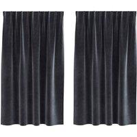 Berkfield Home Blackout Curtains with Top Tape 2 pcs Dark Grey Velvet