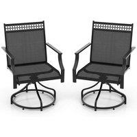 Costway Patio Swivel Dining Chairs Set of 2 Patio Chairs Outdoor Bistro Chairs in Grey