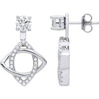 Jewelco London Women's Silver CZ Convertible Marquise Orbit Solitaire Drop Earrings
