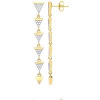 Jewelco London Women's Gilded Silver CZ Triangle Pizza Slice Drop Earrings in Gold