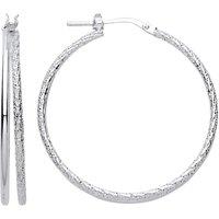 Jewelco London Women's 925 Sterling Silver Frosted Barked Double Hoop Earrings 33mm