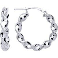 Jewelco London Women's 925 Sterling Silver Frosted Satin Chunky Twist Hoop Earrings
