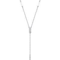 Jewelco London Women's 925 Sterling Silver CZ Chocolate Bar Lariat Necklace 15 + 2 inch