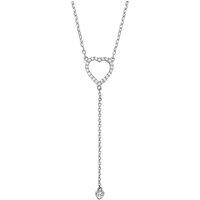 Jewelco London Women's 925 Silver CZ Lil n Large Love Hearts Lariat Necklace 16 + 2 inch