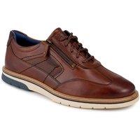 Pavers Men's Wide Fit Leather Zip Trainers in Brown | Size: 12