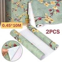 Havendro 2X 10m Green Self Adhesive Floral Wallpaper For Living Bed Room