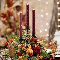 Havendro 3pcs Red LED Flameless Taper Candle Candlestick