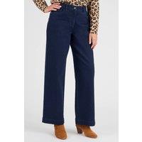 Damart Women's Secret Stretch Wide Leg Jeans - Comfort Fit Denim in Dark Blue | Size: 14L