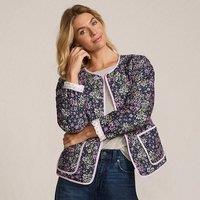 Lands' End Women's Collarless Quilted Reversible Insulated Jacket, Print | Size: 14-16