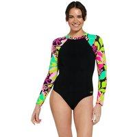 Zoggs Women's Vivid Paddle One Piece Swimsuit in Black | Size: 16