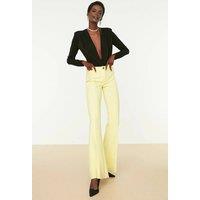 WOVCOR Women's Deep V-Neck Draped Long Sleeve Bodysuit in Black | Size: 6