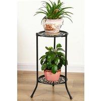 Living and Home Vintage 2 Tier Metal Plant Display Stand Flower Holder Rack in Black