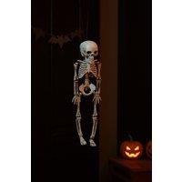 Living and Home 40cm Realistic Hanging Skeleton Decoration Scary Halloween Prop with Movable Legs in White