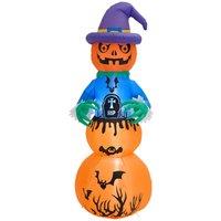 H&O Direct 6FT Inflatable Pumpkin Witch with LED Lights for Halloween in Orange