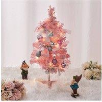Living and Home Mini Artificial Pine Tree with Christmas Ornaments Decoration in Pink