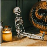 Living and Home 40CM Poseable Skeleton Halloween Decoration for Indoor or Outdoor Garden, Haunted Houses and Parties in White