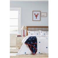 Helena Springfield 'Tufted Star Colbat Blue' Duvet Cover Set in White | Size: Double