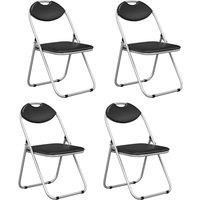 Costway Set of 4 Folding Metal Chair Padded Kitchen Dining Seat U-shaped Guest Chair in Black