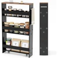 Costway 3-tier Slim Storage Cart Narrow Rolling Kitchen Serving Cart w/ Open Shelves