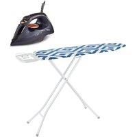 Geepas 2400W Steam Iron & Ironing Board Combo Set in Dark Grey