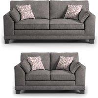 Furnishings For Less UK Hilliard Fullback Fabric Sofa Suite 3 Seater & 2 Seater Charcoal or Mist