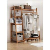 Living and Home Bamboo Clothing Garment Rack 7 Tier Storage Shelf Coat Clothes Hanging Rack in Brown