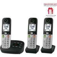 Panasonic KX-TGU433EB Digital Cordless Phone, Answering Machine, 3 Handsets in Black