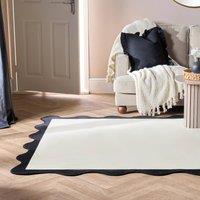OHS Scallop Edge Rug Soft Non Slip Floor Carpet Area Mat in Cream | Size: 160 cm x 230 cm