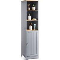 Christow Bathroom Shelf Cabinet Grey Bamboo Freestanding Tallboy Storage Unit