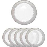 Neel Blue 33cm Set of 6 Charger Plates Trim Glass Plates for Dinner Table Decoration in Silver