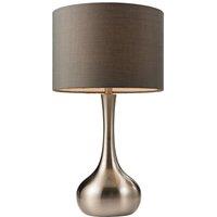 Loops Touch Dimmer Table Lamp Satin Nickel & Grey Shade Modern Metal Bedside Light in Metallics