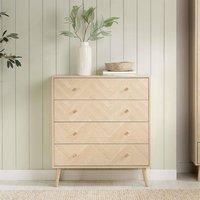 Birlea 4 Drawer Oak Brown Wooden Chest Herringford in Light Oak