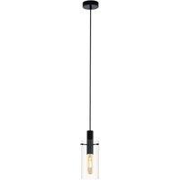 Loops Pendant Ceiling Light Colour Black Shade Clear Glass Minimalist Bulb E27 1x60W