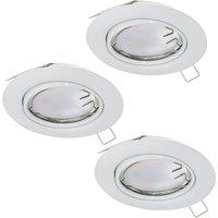 Loops 3 PACK Flush Ceiling Downlight White Steel 3 x 5W GU10 Adjustable Bulb