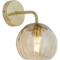 Loops Wall Light - Satin Brass Plate & Champagne Lustre Glass - 25W E14 - Dimmable in Clear