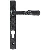 Loops PAIR Ornate Twisted Lever on Narrow Euro Backplate 220 x 28mm Black Antique