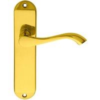 Loops PAIR Curved Handle on Chamfered Latch Backplate 180 x 40mm Polished Brass in Metallics