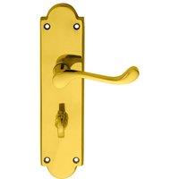 Loops PAIR Victorian Scroll Handle on Bathroom Backplate 205 x 49mm Polished Brass in Metallics