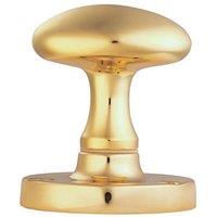 Loops PAIR Large Oval Mortice Door Knob 61mm Diameter Polished Brass Door Handle in Metallics