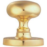 Loops PAIR Mushroom Mortice Door Knob Half Sprung 52mm Diameter Polished Brass in Metallics