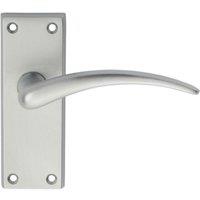 Loops PAIR Slim Arched Door Handle on Latch Backplate 150 x 43mm Satin Chrome