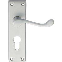 Loops PAIR Victorian Scroll Handle on Euro Lock Backplate 150 x 43mm Satin Chrome