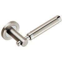 Loops PAIR Sectional Round Bar Lever Concealed Fix Round Rose Polished Satin Steel in Metallics