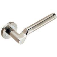 Loops PAIR Cranked Round Bar Lever on Round Rose Concealed Fix Polished Satin Steel in Metallics
