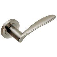 Loops PAIR Angular Design Curved Handle Concealed Fix Round Rose Satin Steel in Metallics