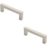 Loops 2x Square Mitred Door Pull Handle 169 x 19mm 150mm Fixing Centres Satin Steel in Metallics