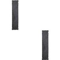 Loops 2x Traditional Forged Door Finger Plate 315 x 67mm Black Antique Textured Finish