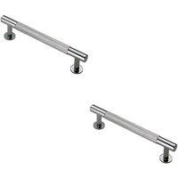Loops 2x Knurled Bar Door Pull Handle 158 x 13mm 128mm Fixing Centres Chrome