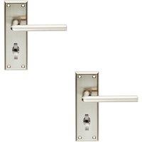 Loops 2x PAIR Rounded Lever on Bathroom Backplate Handle 150 x 50mm Satin Nickel in Metallics
