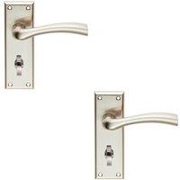 Loops 2x Chunky Curved Tapered Handle on Bathroom Backplate 150 x 50mm Satin Nickel in Metallics